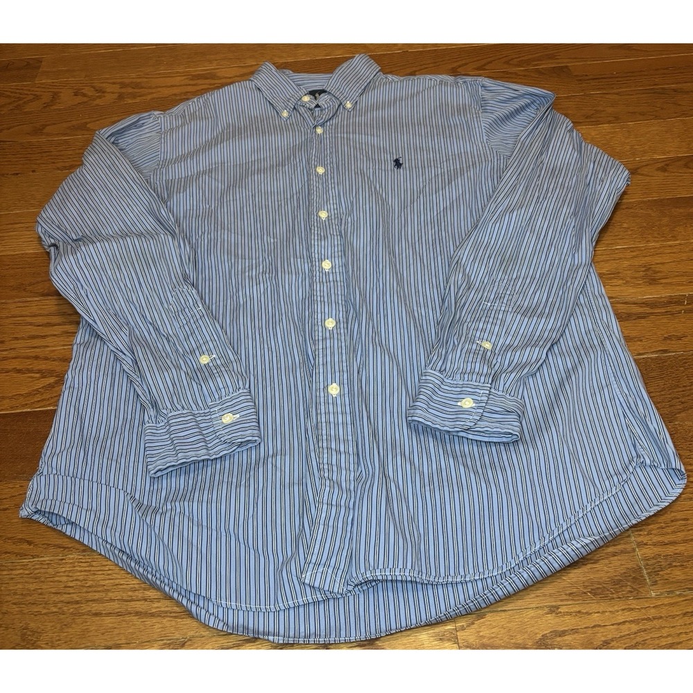 Polo Ralph Lauren Classic Fit Blue Striped Button-Down Shirt Men's Size Large L